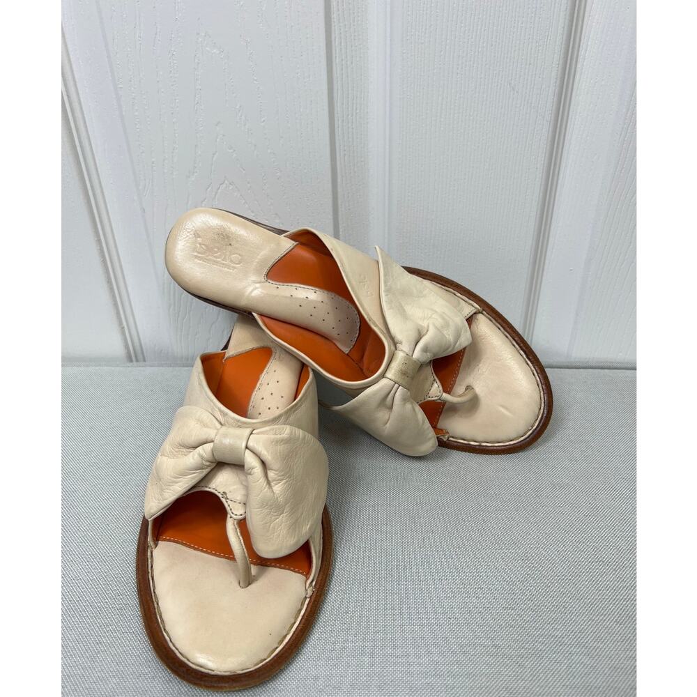 Bolo by Born Women's Leather Flip Flop Big Bow Sandal Size 10